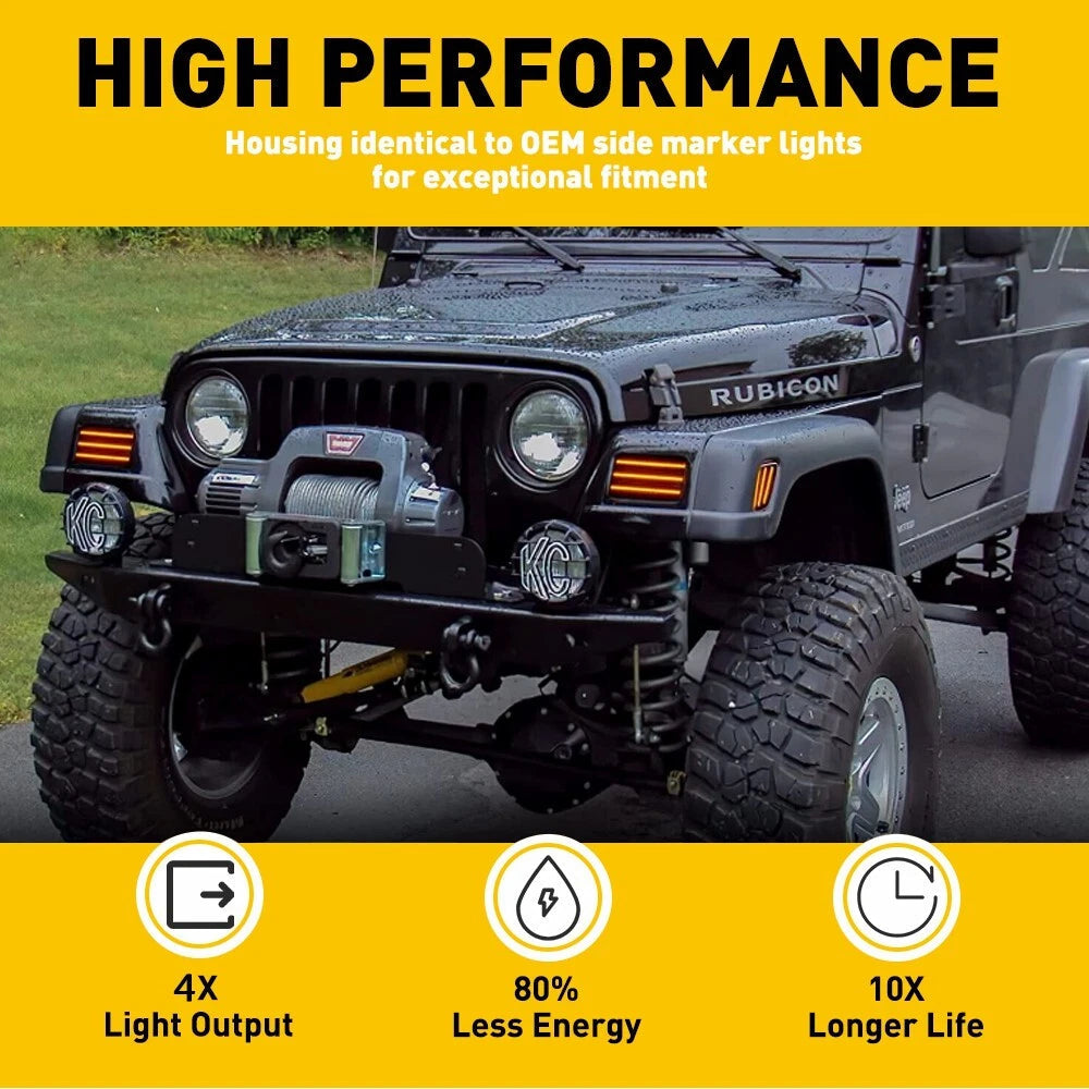 LED Front Fender Side Marker Bumper Signal Lights For 97-06 Jeep Wrangler TJ EOA 6B93BC-57