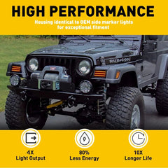 LED Front Fender Side Marker Bumper Signal Lights For 97-06 Jeep Wrangler TJ EOA 6B93BC-57