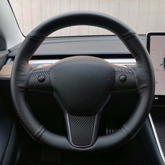Top Leather Steering Wheel Hand-stitch on Wrap Cover For Tesla Model 3 Model Y