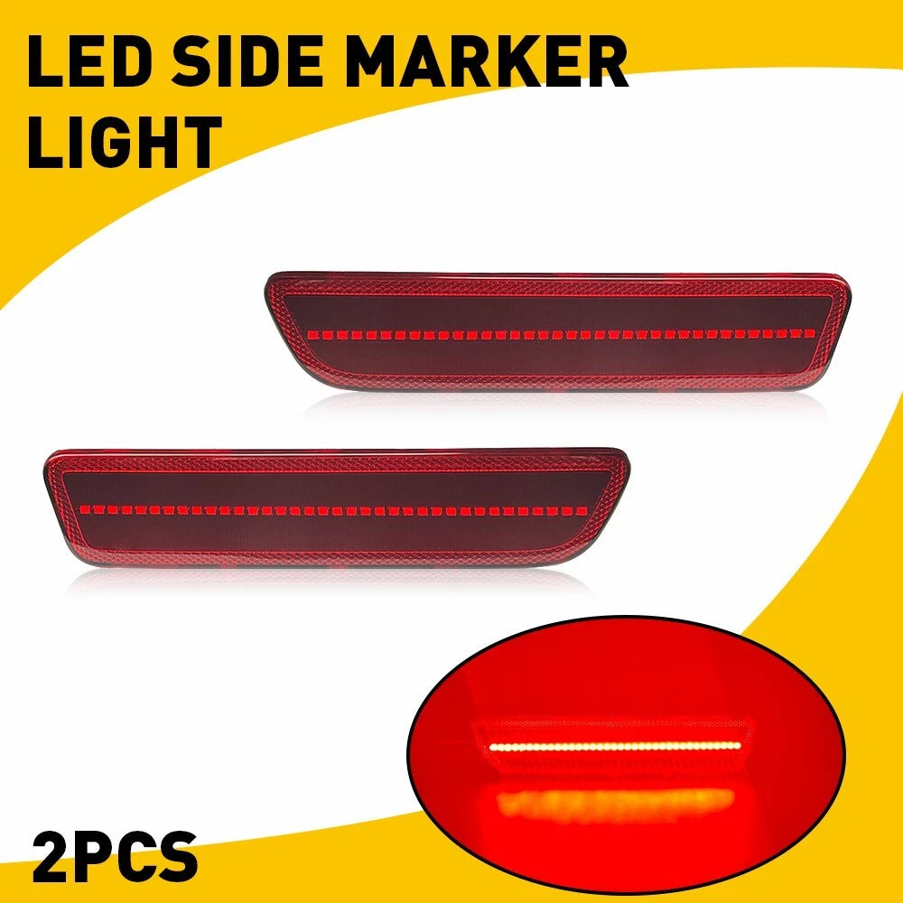 2x Red Lens LED Rear Bumper Side Marker Lights Lamps For 2005-2009 Ford Mustang 6B93BC-57