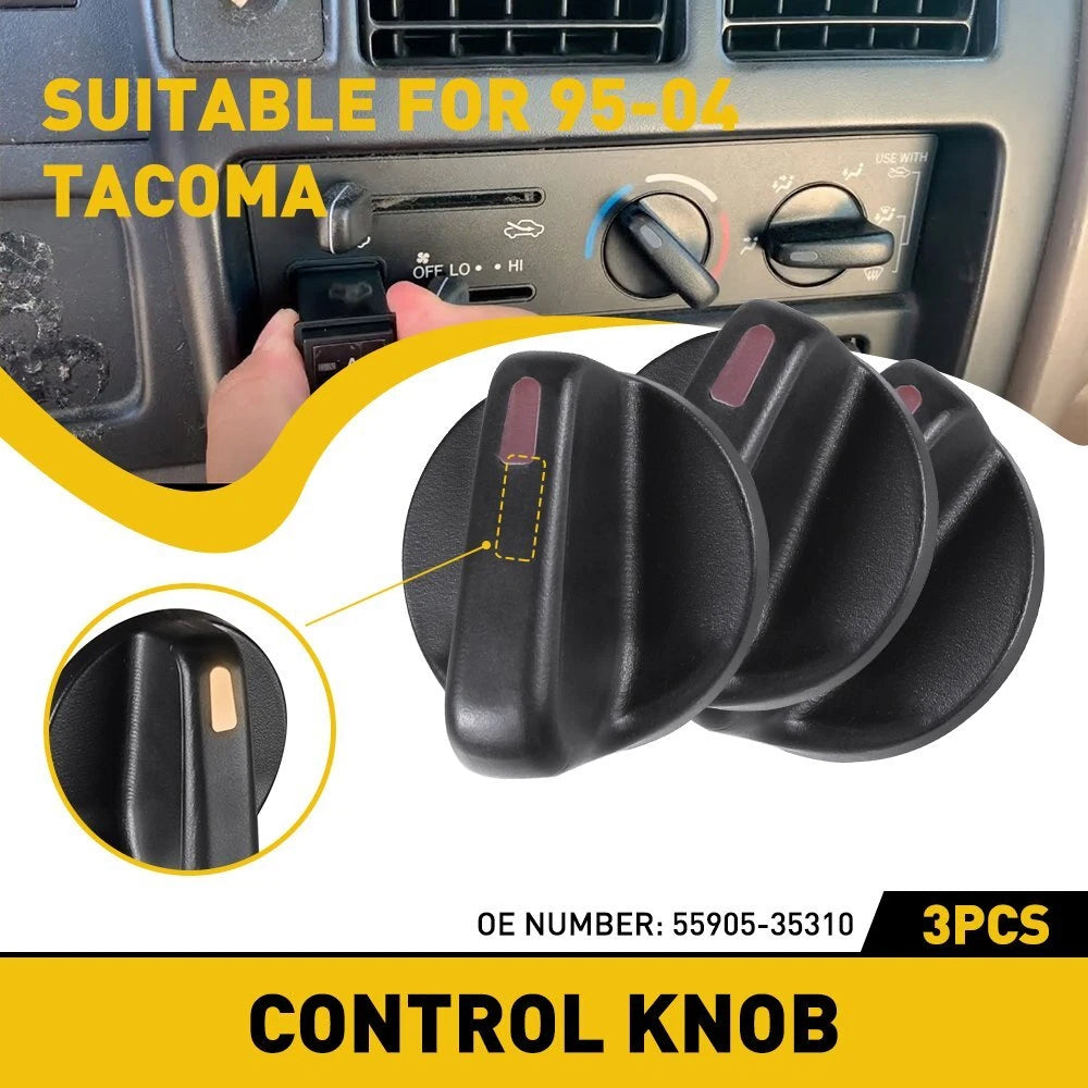 3pcs For 1995-2004 Toyota A/C Tacoma Control Knob Fan Heater Air Condition Set 6B93BC-57
