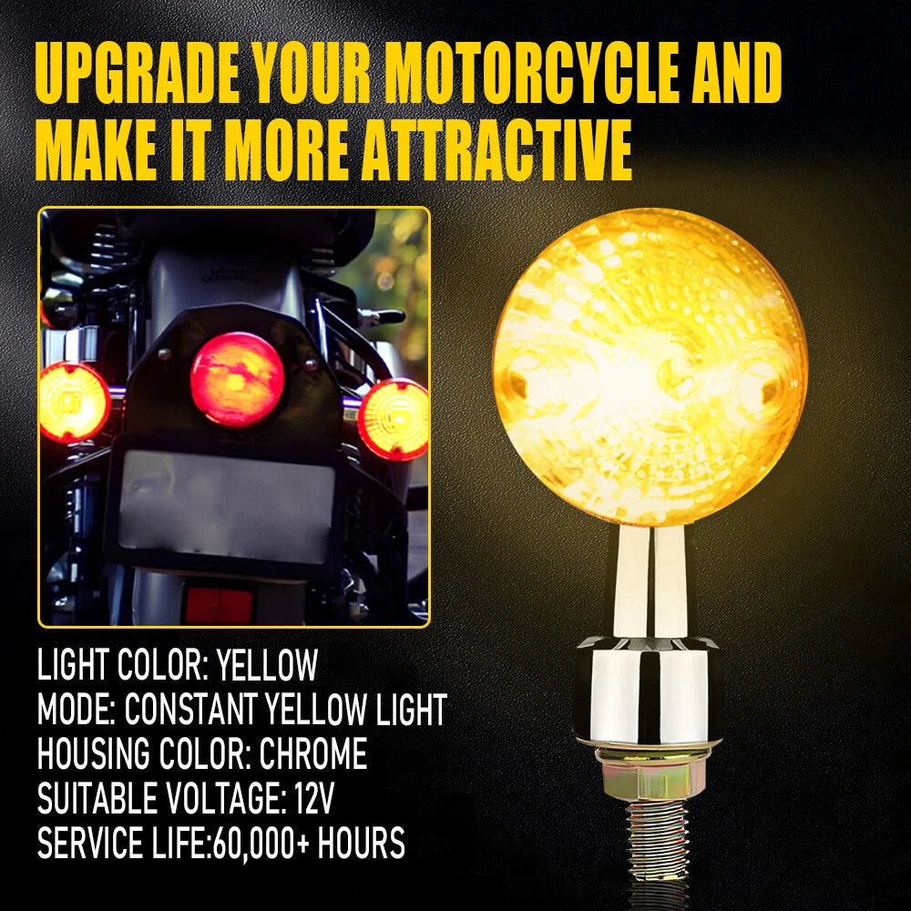 4X CHROME MOTORCYCLE 10MM MOUNTING BOLTS LED TURN SIGNALS LAMP INDICATOR LIGHT A 6B93BC-57