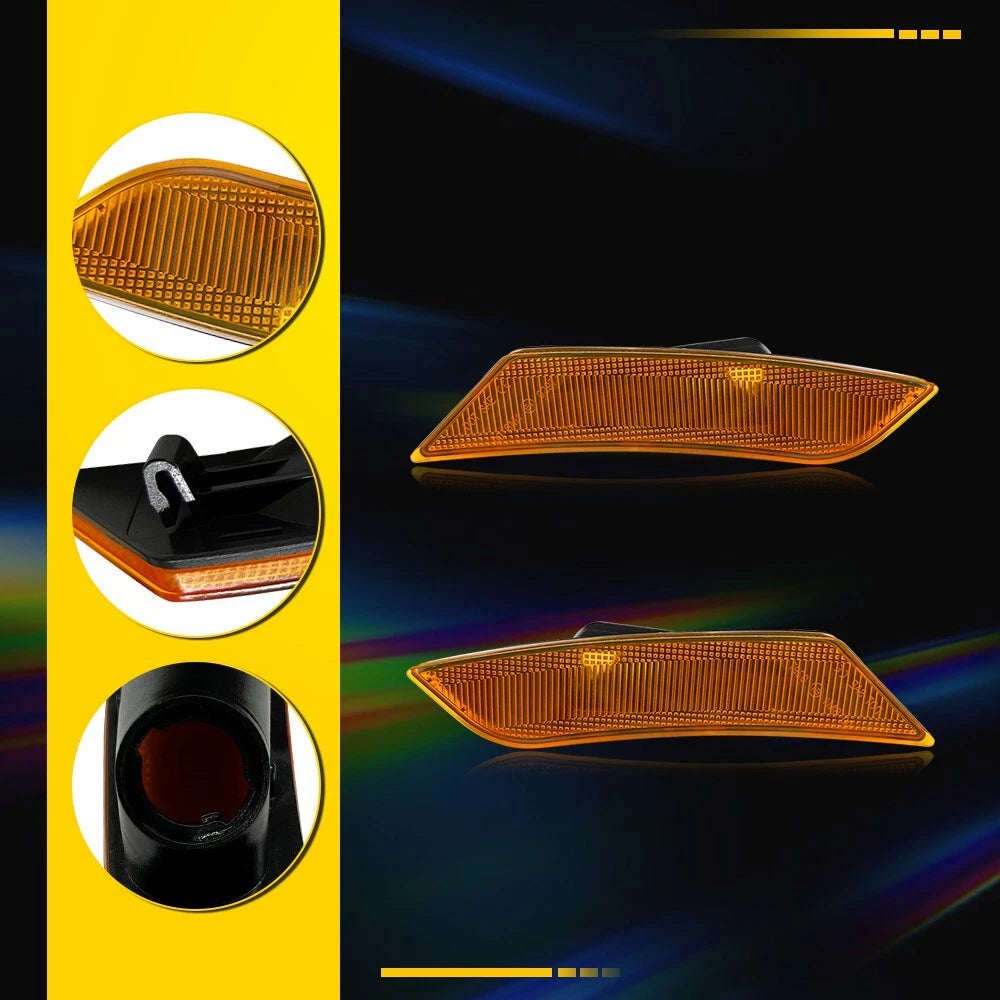 For 2013 2014 Cadillac ATS & 2017-2024 XT5 Amber Front Bumper Side Marker Lights 6B93BC-57