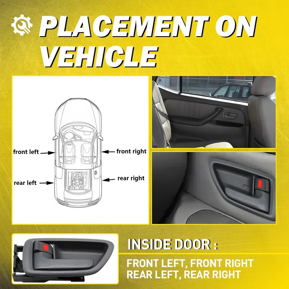 4x Door Handle Interior Gray For 2004-2006 Toyota Tundra Pickup Crew Cab ONLY EA 6B93BC-57