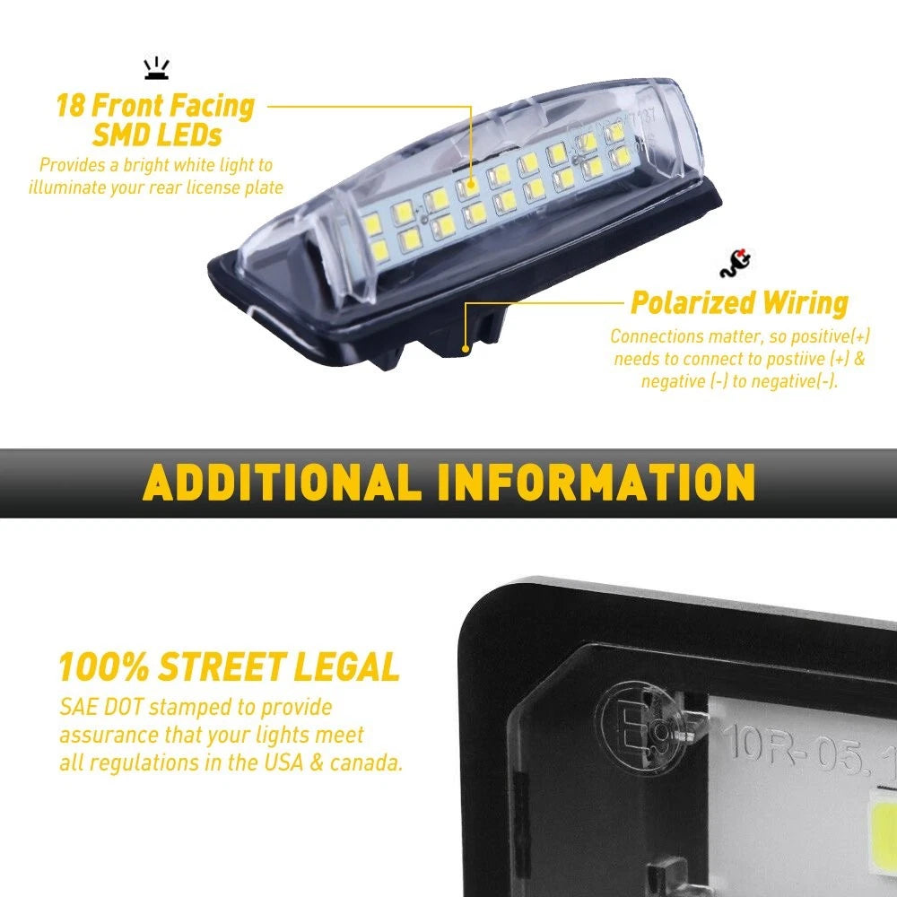 2X LED License Plate Light Rear Tag Lamps 6000K For 2007-2012 Toyota Yaris Sedan 6B93BC-57