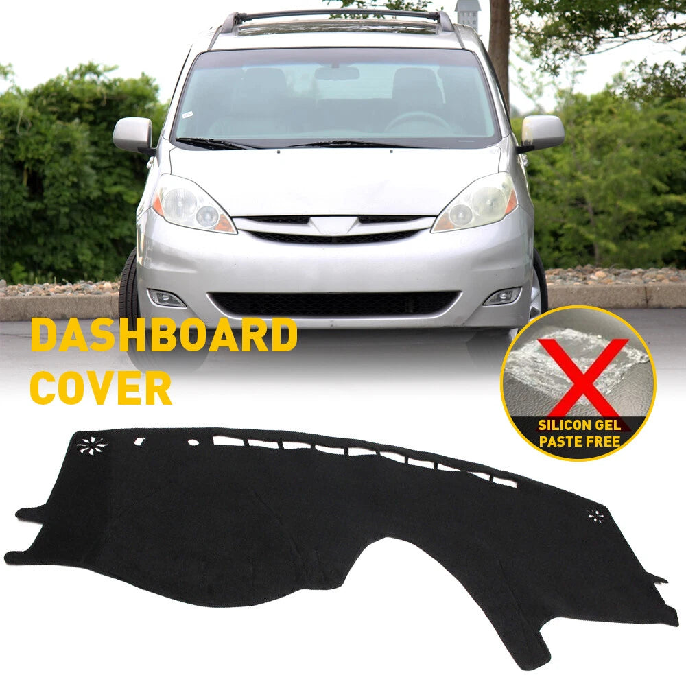 Dash Cover Mat For Toyota 2004-2010 Sienna Black Dashboard Pad Anti-Slip Carpet 6B93BC-57