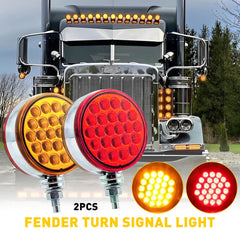 Truck 48 LED Round Dual Face Red/Amber Fender Marker Light Turn Signal Pedestal 6B93BC-57