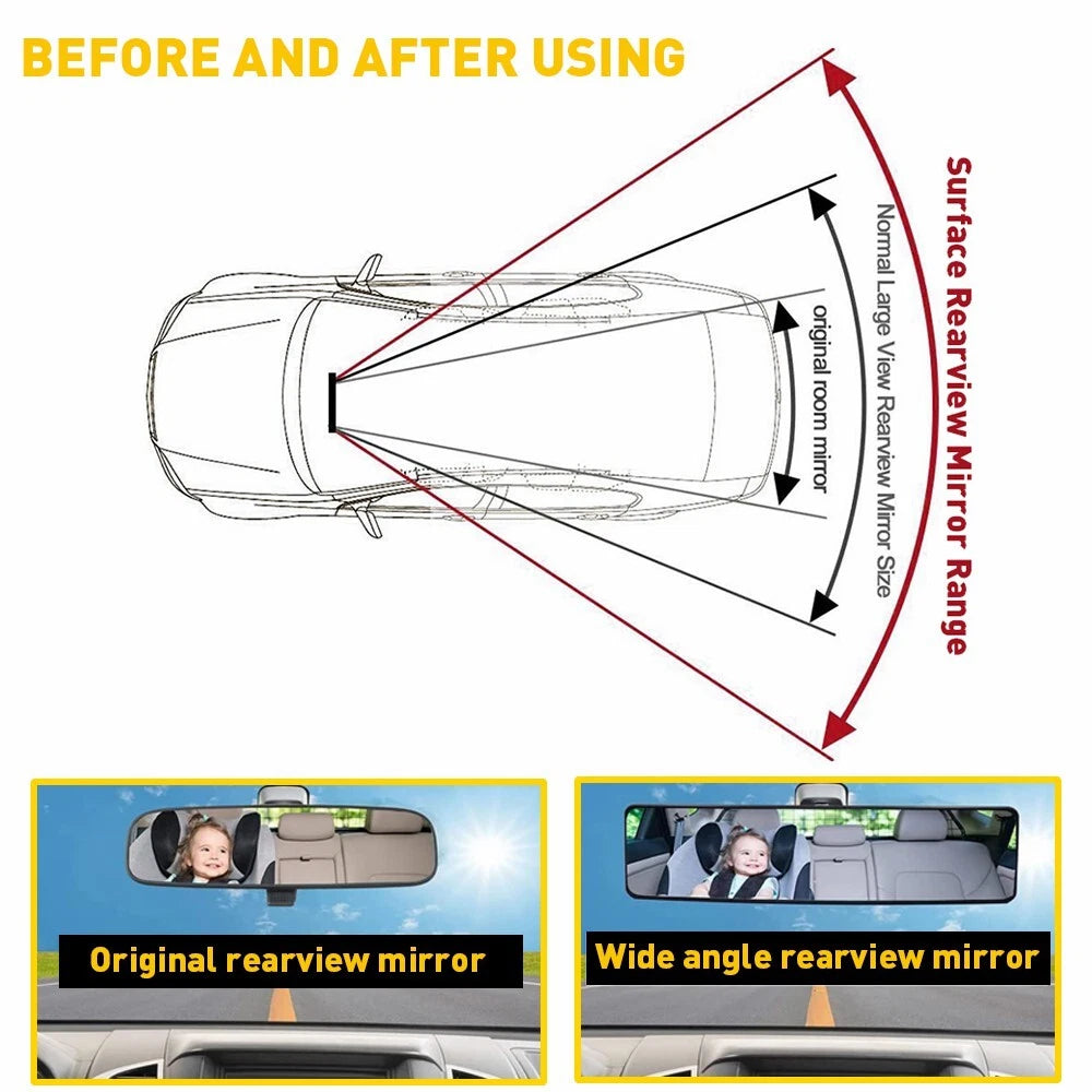 Car Rear View Mirror 270MM Wide Angle Interior Clip On Blue Tint Large EOA 6B93BC-57