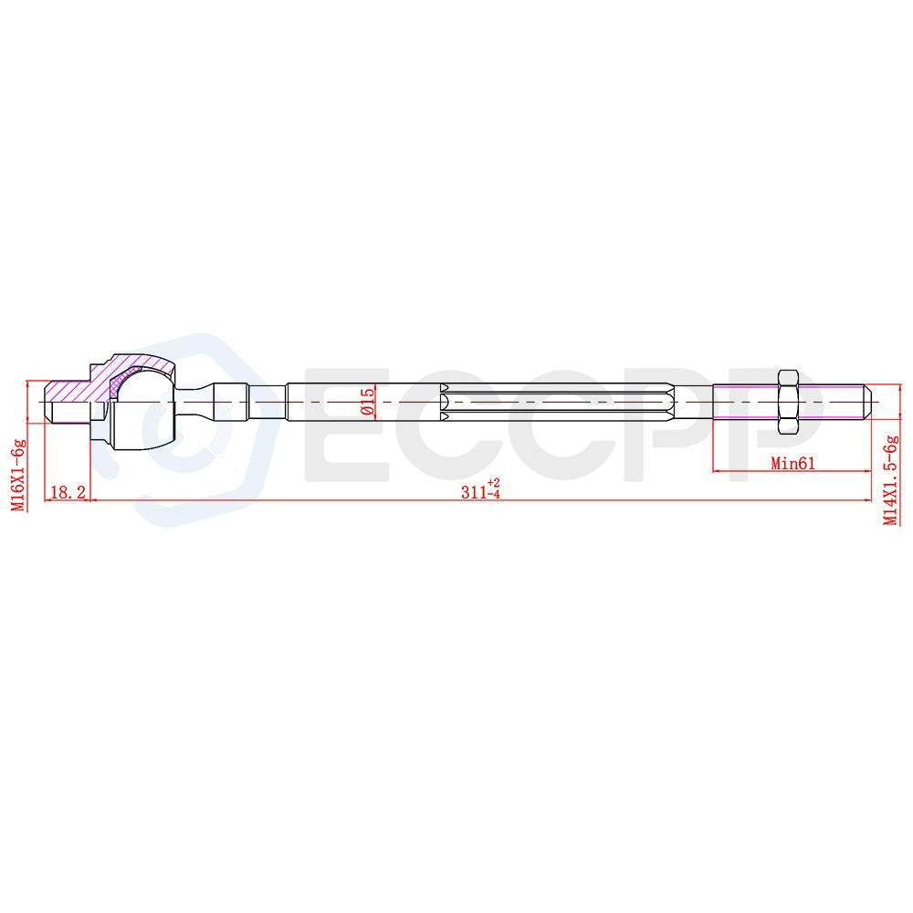 4PCS Inner & Outer Tie Rod End w/Steering Kit For 99-2003 Mazda Protege PROTEGE5 6B93BC-57