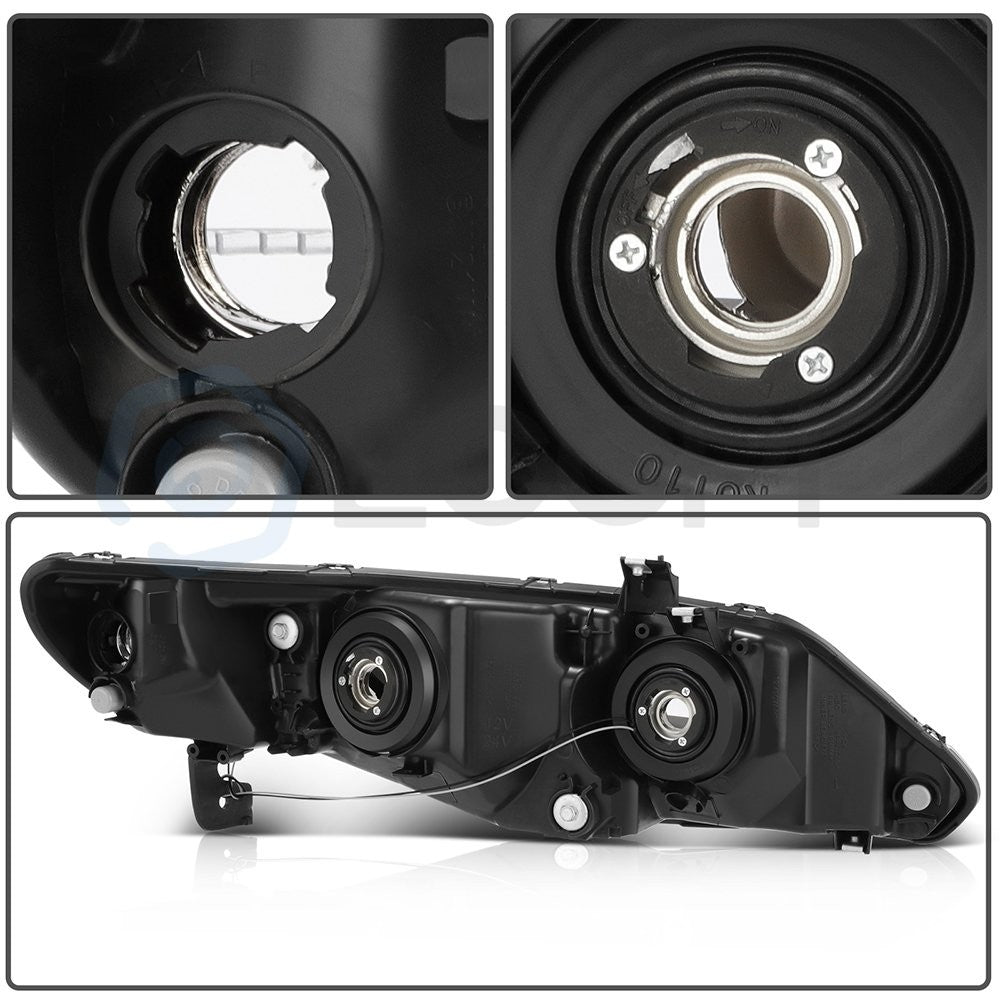 Pair Kit LED Headlights Assembly For 2006-2011 Honda Civic 1.3L 1.8L 2.0L Black 6B93BC-57