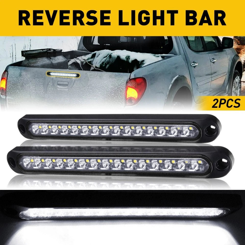 2x 10" White 15LED Truck Sealed Trailer Reverse Backup Bar Light Turn Tail Strip 6B93BC-57