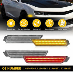 Fit For 2010-2015 Camaro Front Rear Amber+Red Clear LED Fender Side Marker Lamp 6B93BC-57