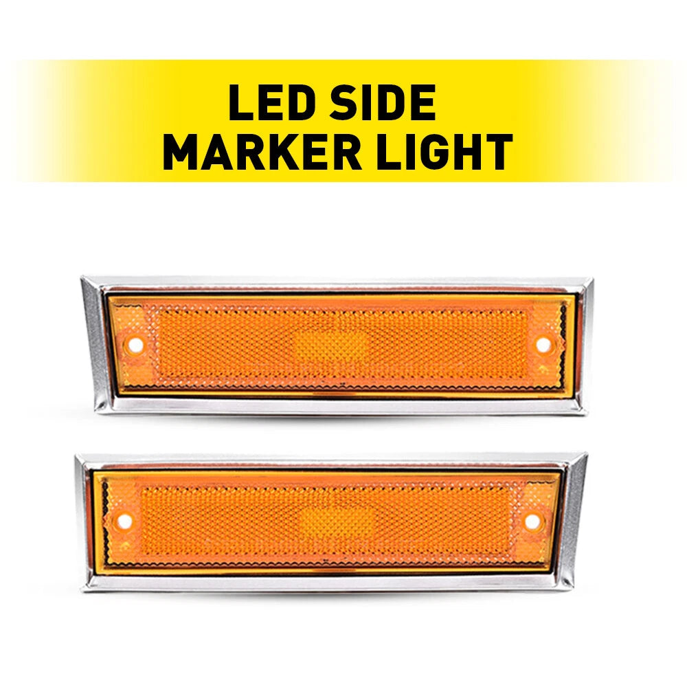 For 1981-91 Chevy GMC Amber C/K Front Bumper Side Light Marker Fender Lamp Shell 6B93BC-57