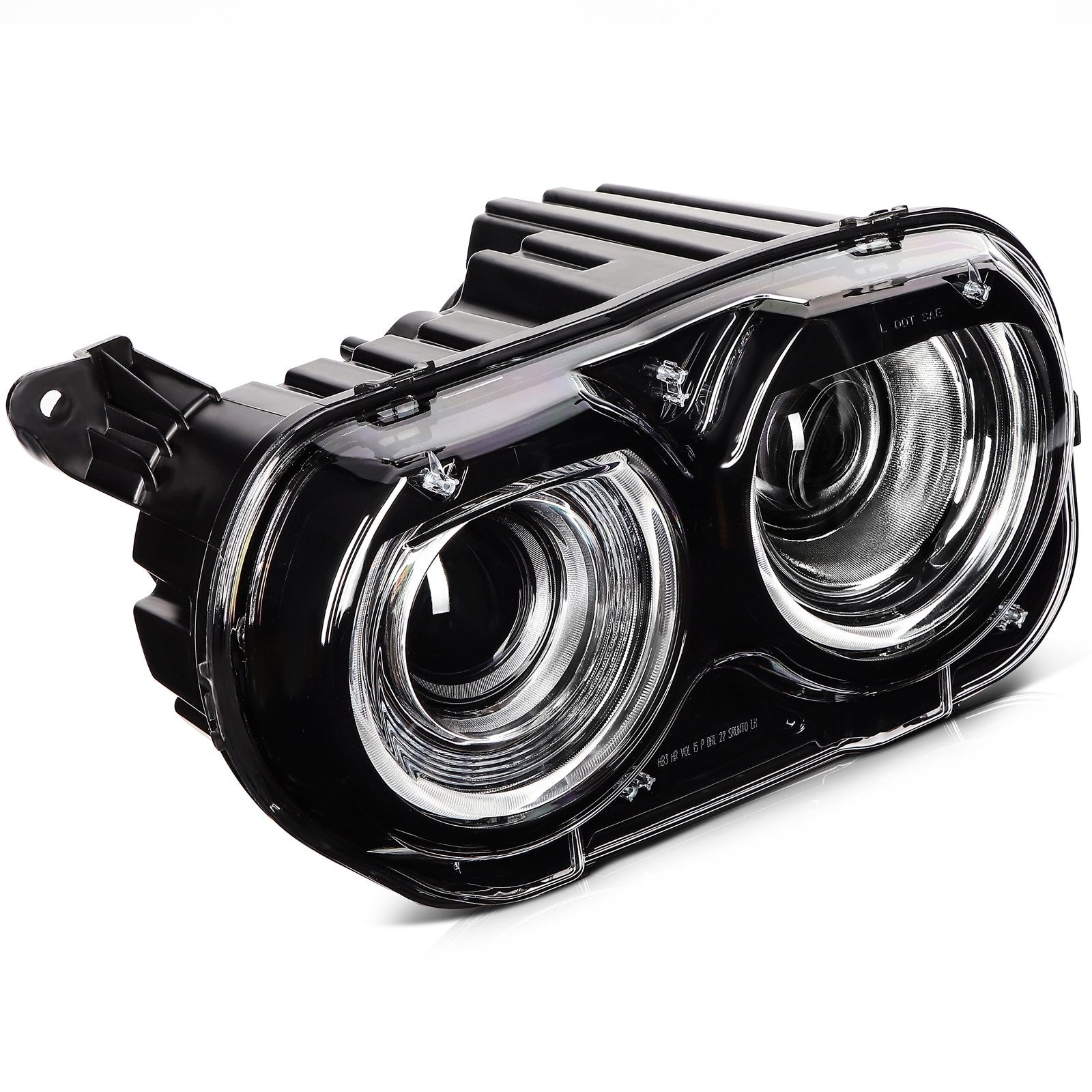 Pair Kit LED Black Headlights Assembly For 2015-2022 Dodge Challenger Black 6B93BC-57