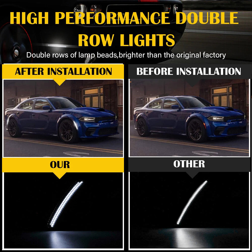Smoke LED Side Marker Lights For 15-22 Dodge Charger R/T Scat Pack SXT GT SRT EA 6B93BC-57