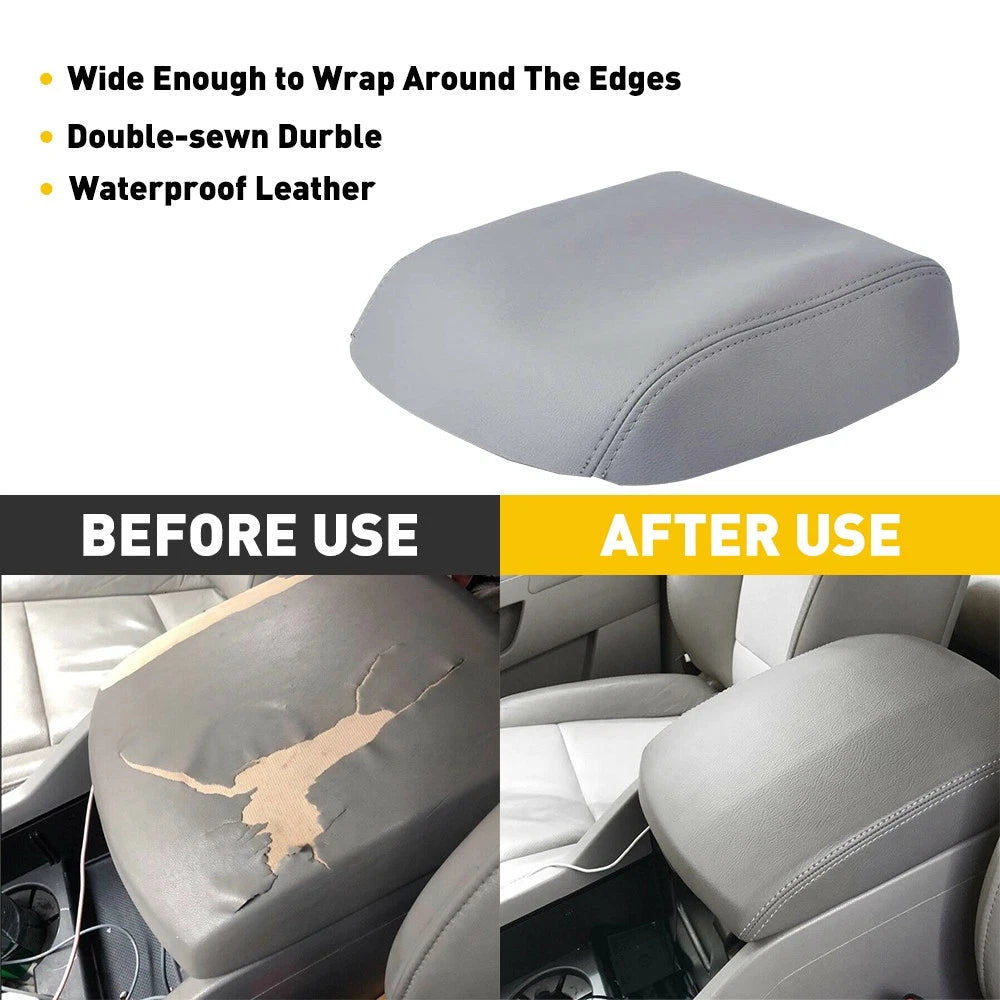 Fits 2009-2015 Leather Pilot Honda Center Console Armrest Cover Lid Skin Gray 6B93BC-57