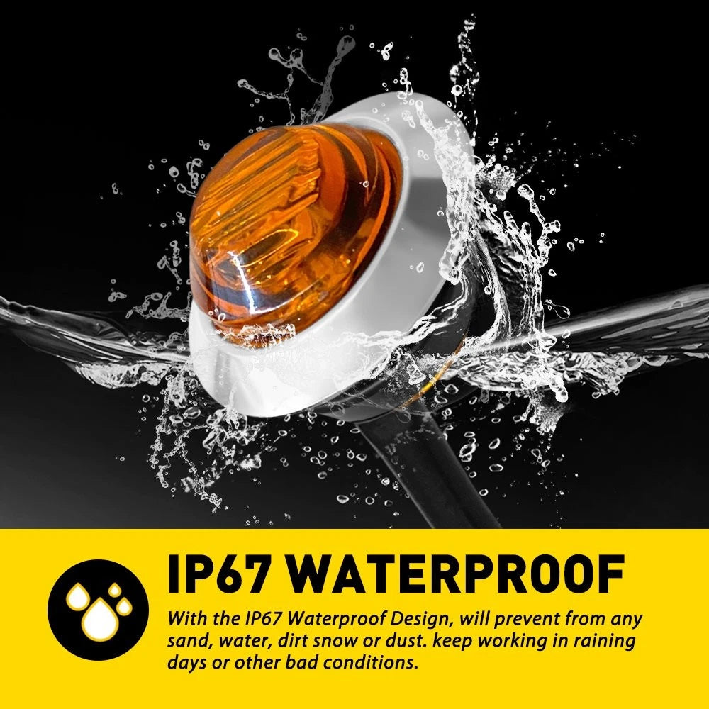 10X 3/4" 12-24V Marker Lights LED Truck Trailer Round Side Bullet Amber Strobe A 6B93BC-57