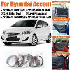 Door Rubber Seal Strips Weather Draft Noise Reduction Kit For Hyundai Accent