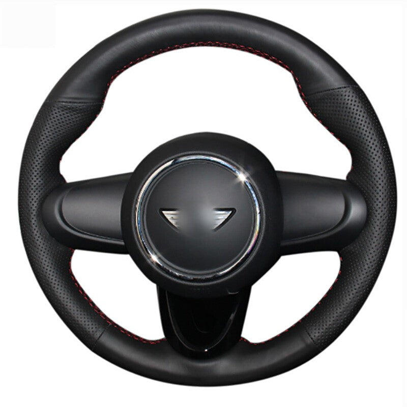 DIY Top PU Leather Steering Wheel Hand-stitch on Wrap Cover For Mini Coupe 2016