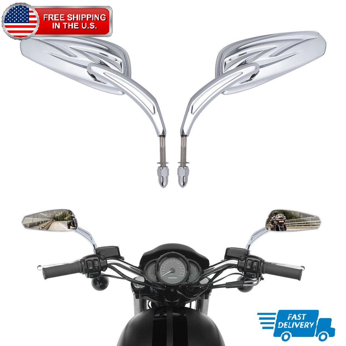 Chrome 8mm Rear View Side Mirrors Fit For Harley Touring Electra Road Glide King