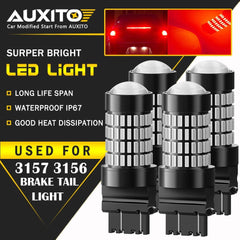 4x AUXITO 3157 3156 3457 3057 Super Bright Red LED Brake Stop Tail Light 102H EA AUXITO