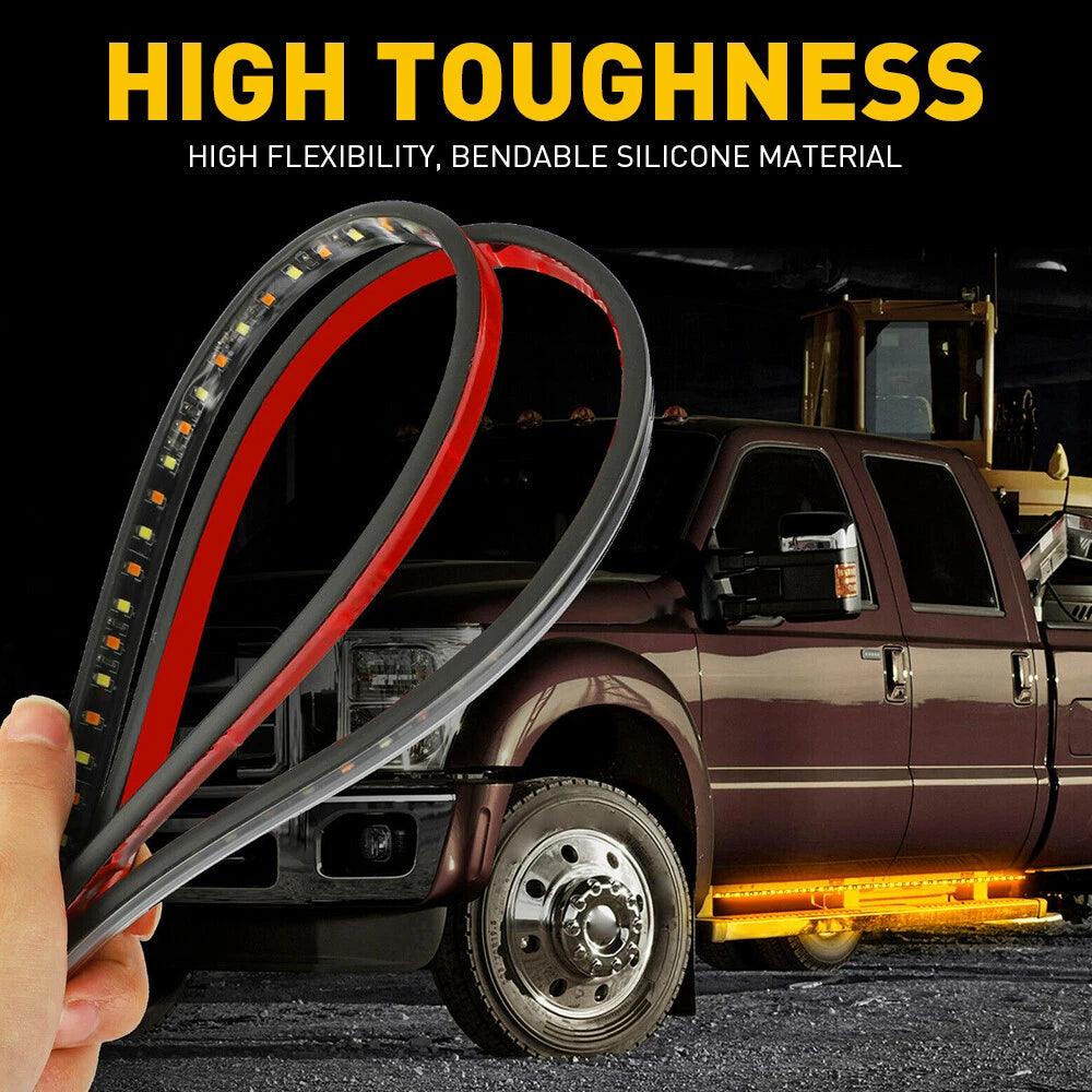 2X 60" LED Running Board Light Side Step Strip Bar White Amber Turn Signal Truck 6B93BC-57