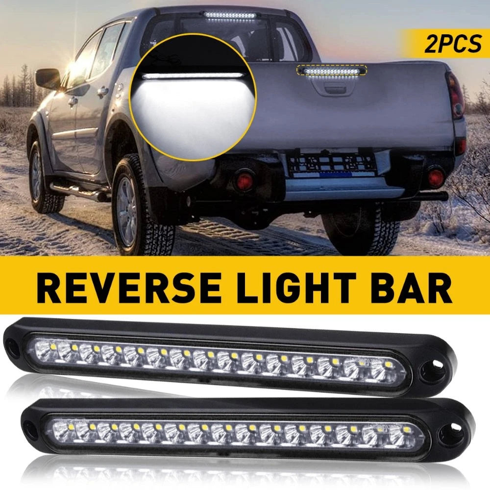 2x 10" White 15LED Truck Sealed Trailer Reverse Backup Bar Light Turn Tail Strip 6B93BC-57