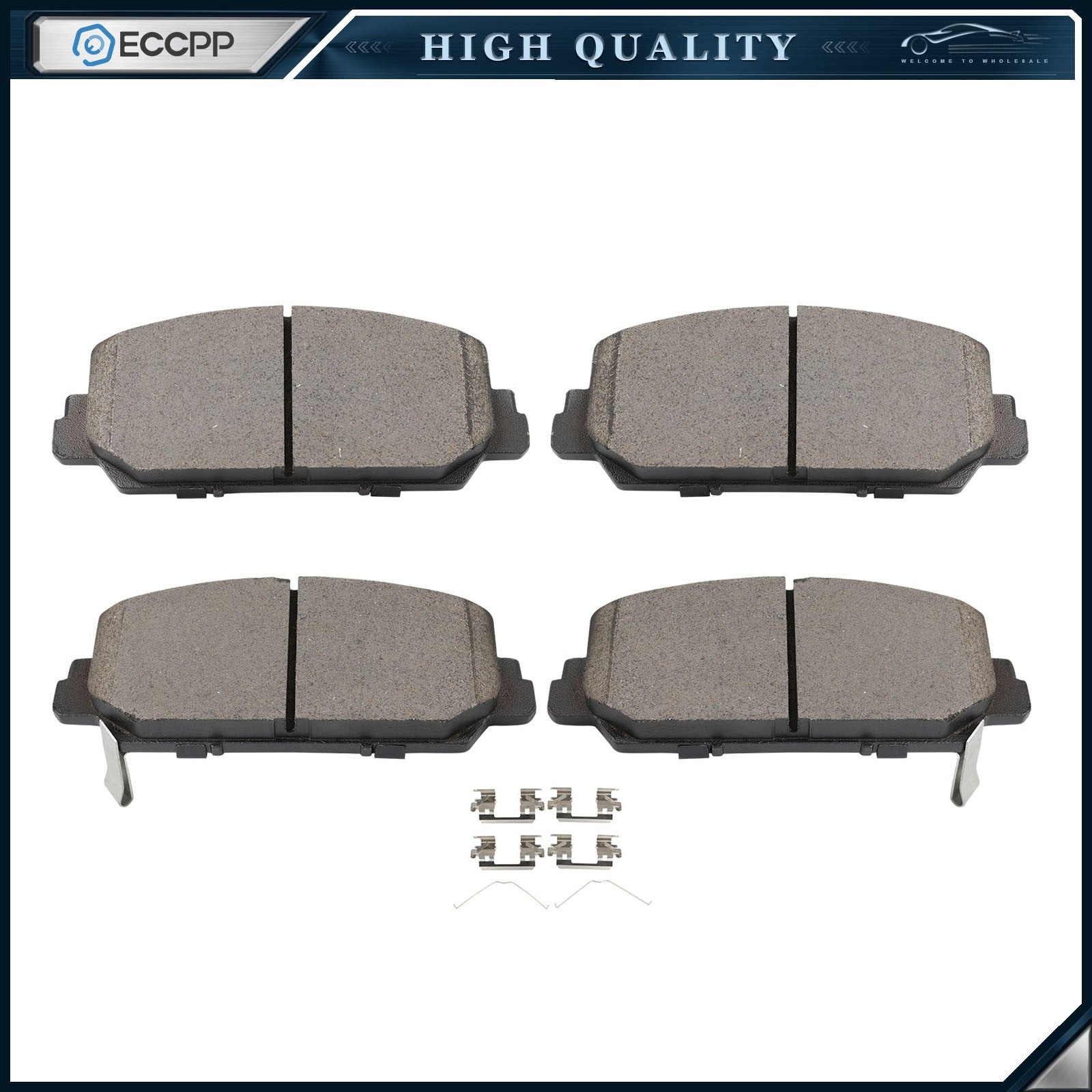 Front Ceramic Brake Pads w/ Hardware for 2017 2018 Acura RDX RLX Honda Civic ILX 6B93BC-57
