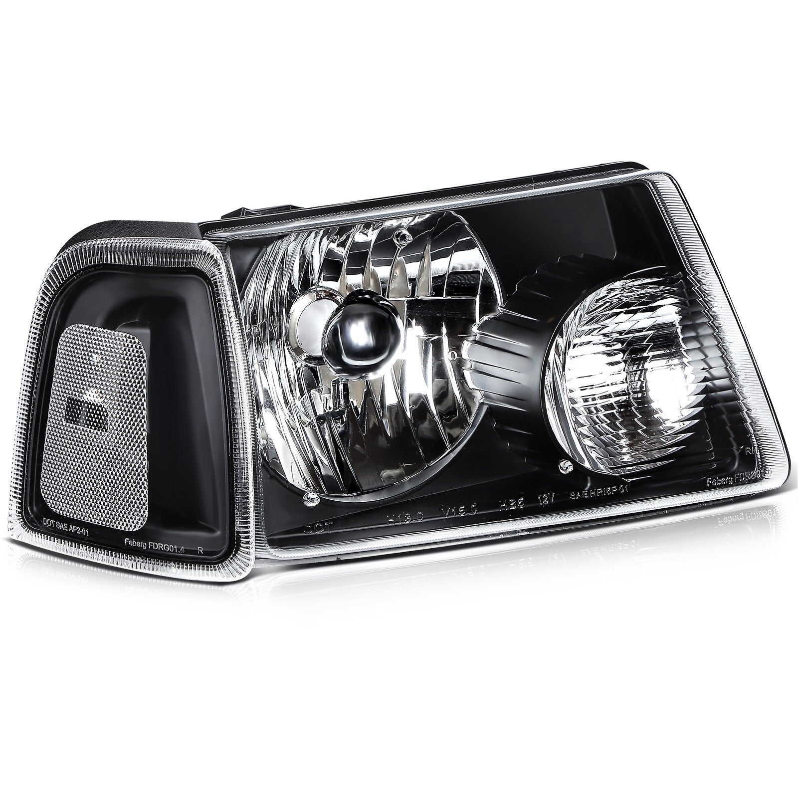 Pair Kit Halogon Black Headlights Assembly For 2001-2011 Ford Ranger Black 6B93BC-57