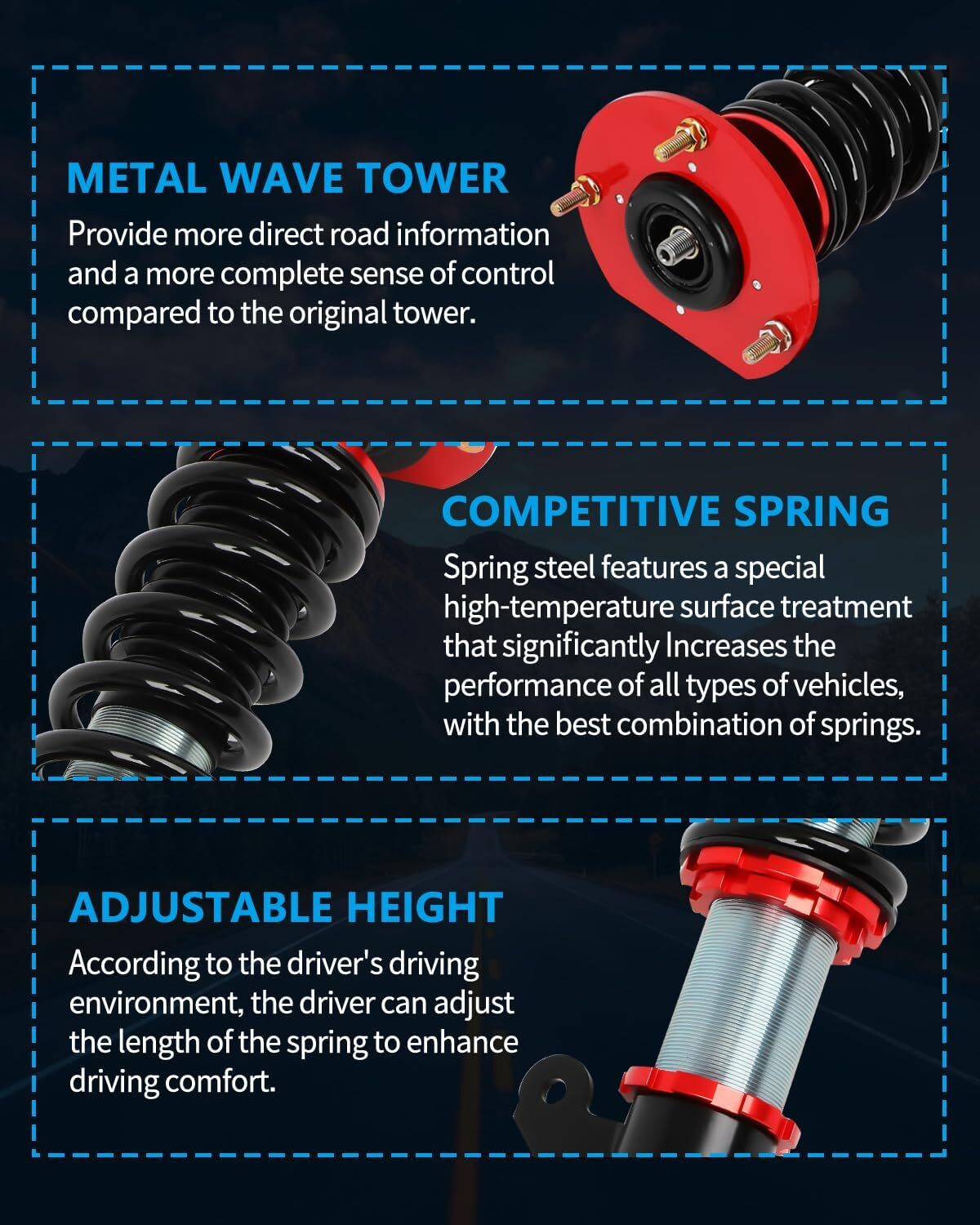 Suspension Lowering Kits Coilovers For 2006-2011 Chevrolet HHR Struts Adjustable 6B93BC-57