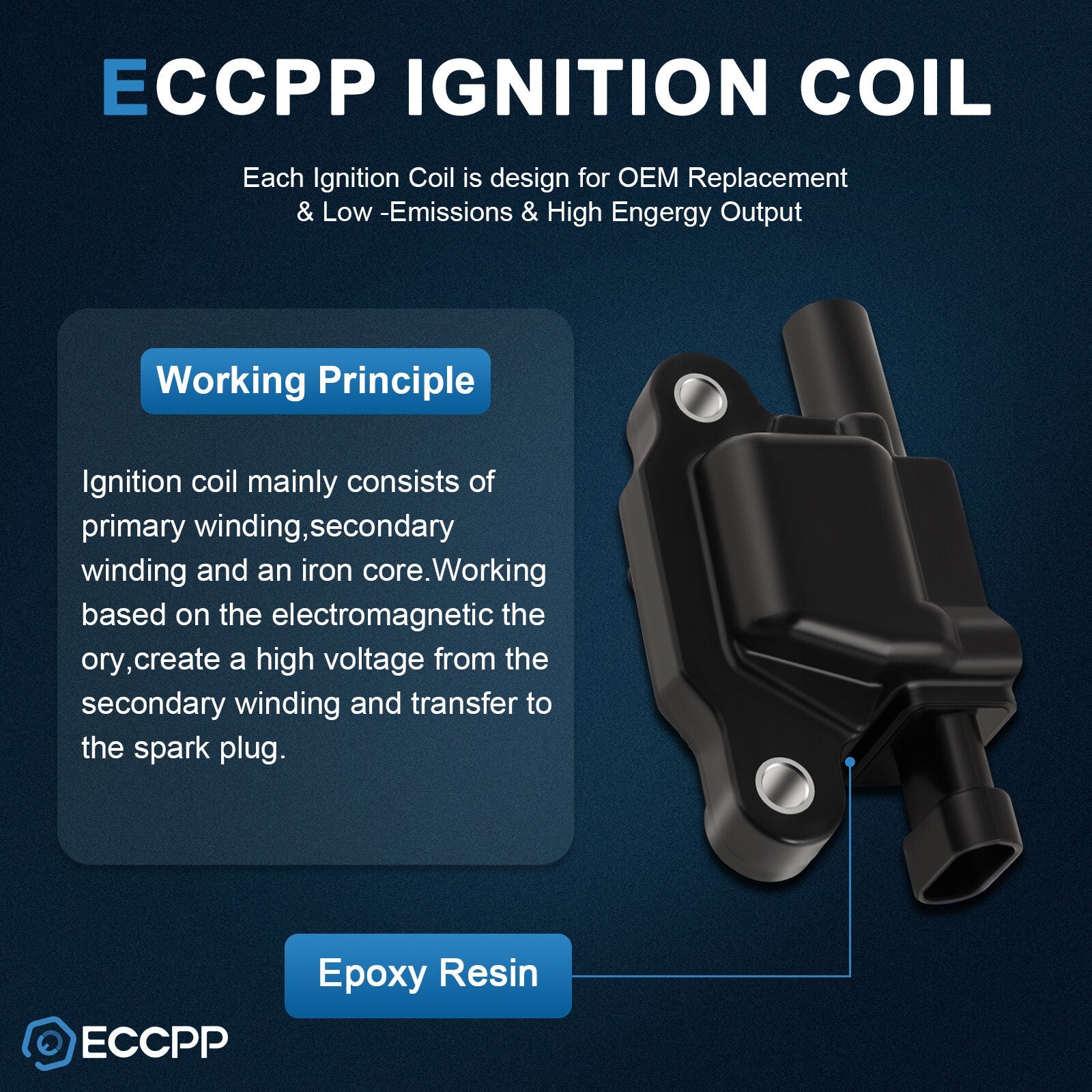 ECCPP 8 Square Ignition Coils For 07-13 Chevy Silverado 1500 Suburban 4.8L 5.3L ECCPP