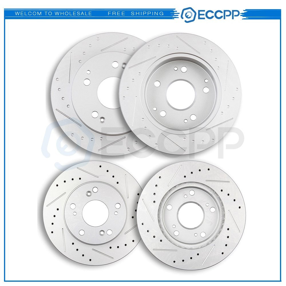 Front And Rear Drilled Slotted Brake Rotors For 2004 - 2005 Honda Civic 2.0L 6B93BC-57