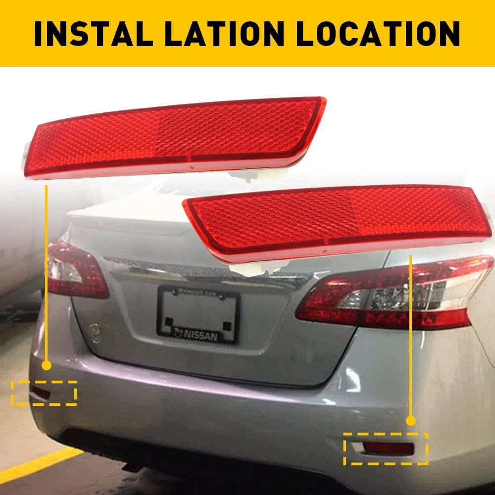 L+R Bumper RED Reflector Set For 2013-2018 Nissan Sentra Rear Left & Right 2PCS 6B93BC-57