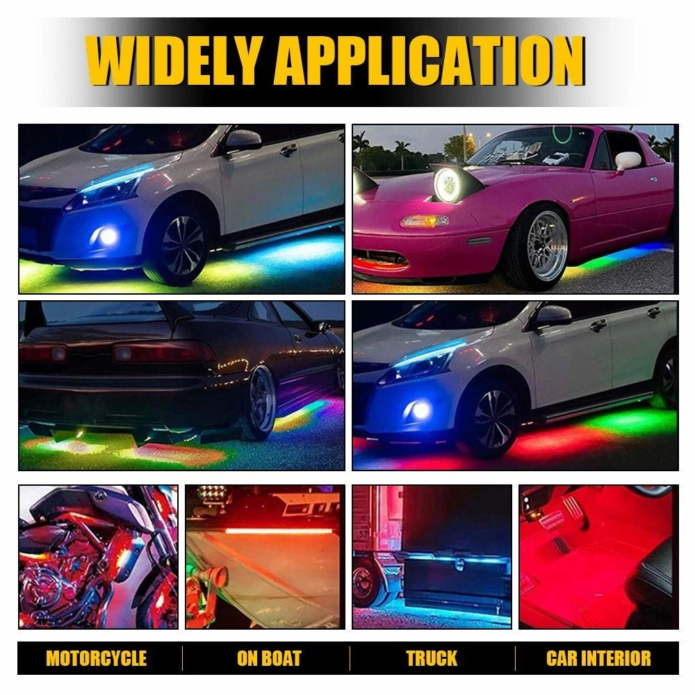 6PCS Double Row LED RGB Dream Lights Strip Neon Underglow LED Chasing Remote EOA 6B93BC-57