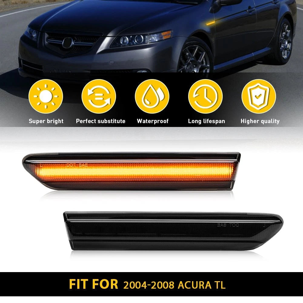 For 2004-2008 Acura TL Front LED Side Bumper Marker Smoked Lens Amber LED 2X EOA 6B93BC-57