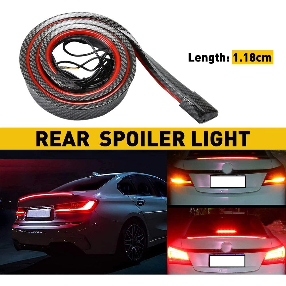 Carbon Fiber LED Car Tail Brake Light Strip Rear Lip Spoiler Trim Bright Durable 6B93BC-57