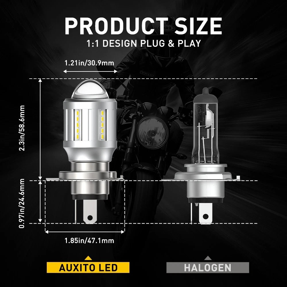 For Motorcycle 6500K H4 LED Hi/Lo Beam Front Light Bulb Super Bright Headlight A 6B93BC-57
