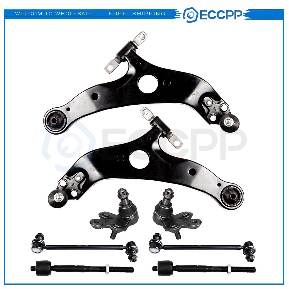 8x Front Lower Control Arms Ball Joints Tie Rods For 2004-2009 10 Toyota Sienna