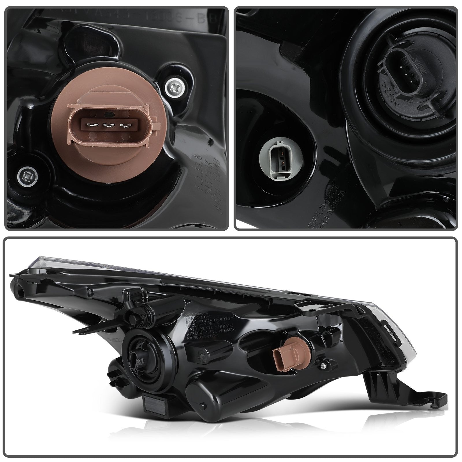 Pair Kit Headlights Assembly For 2008-2011 Ford Focus 2.0L 2.5L Chrome Amber 6B93BC-57