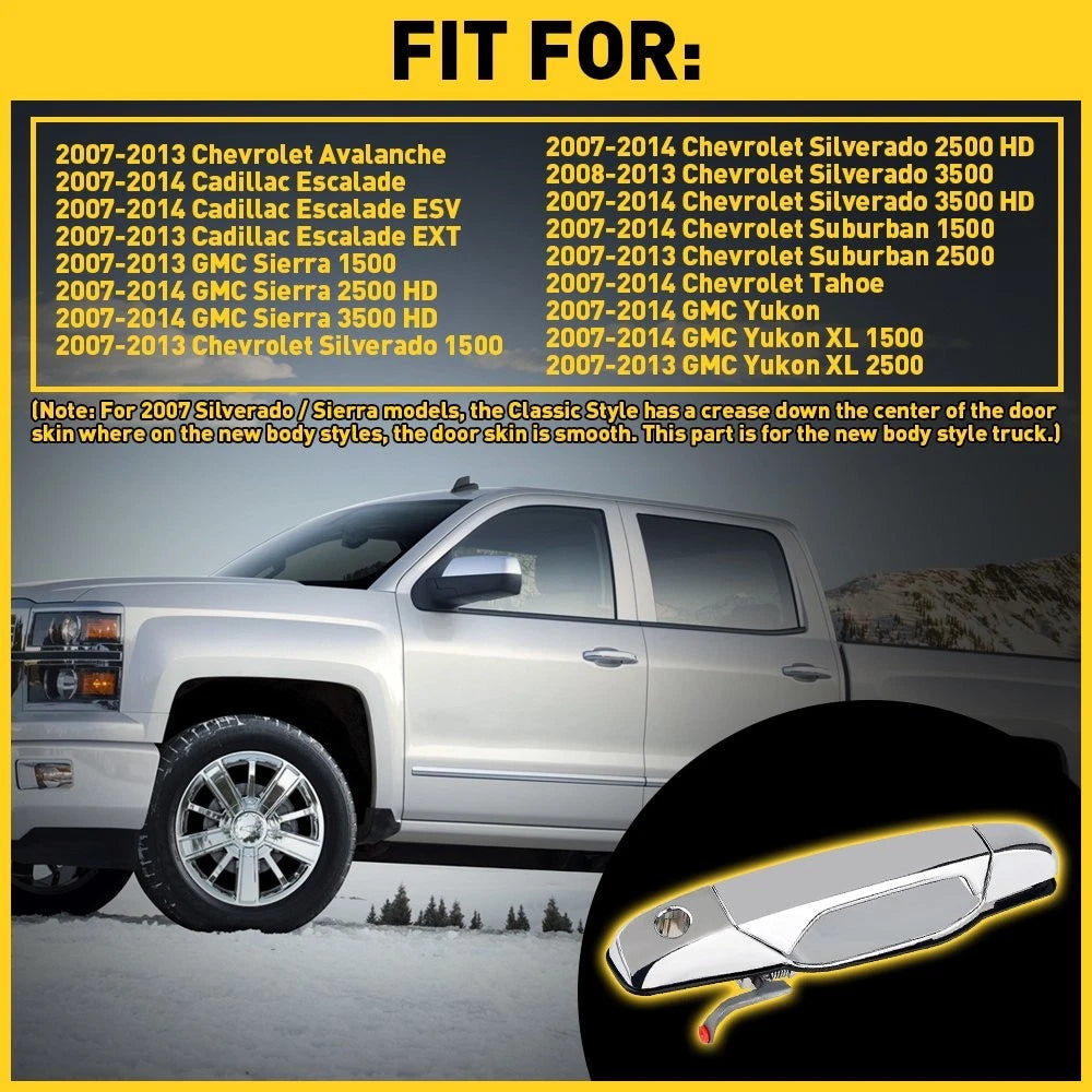 Door Exterior Handle Chrome Front Left LH Driver Side for 2007-13 Chevy GMC 6B93BC-57