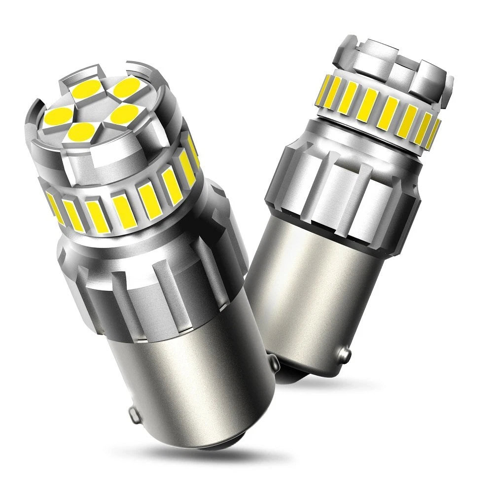 2x 1156 LED Tail Brake Stop Backup Reverse Turn Signal Light Bulbs White EOA 6B93BC-57