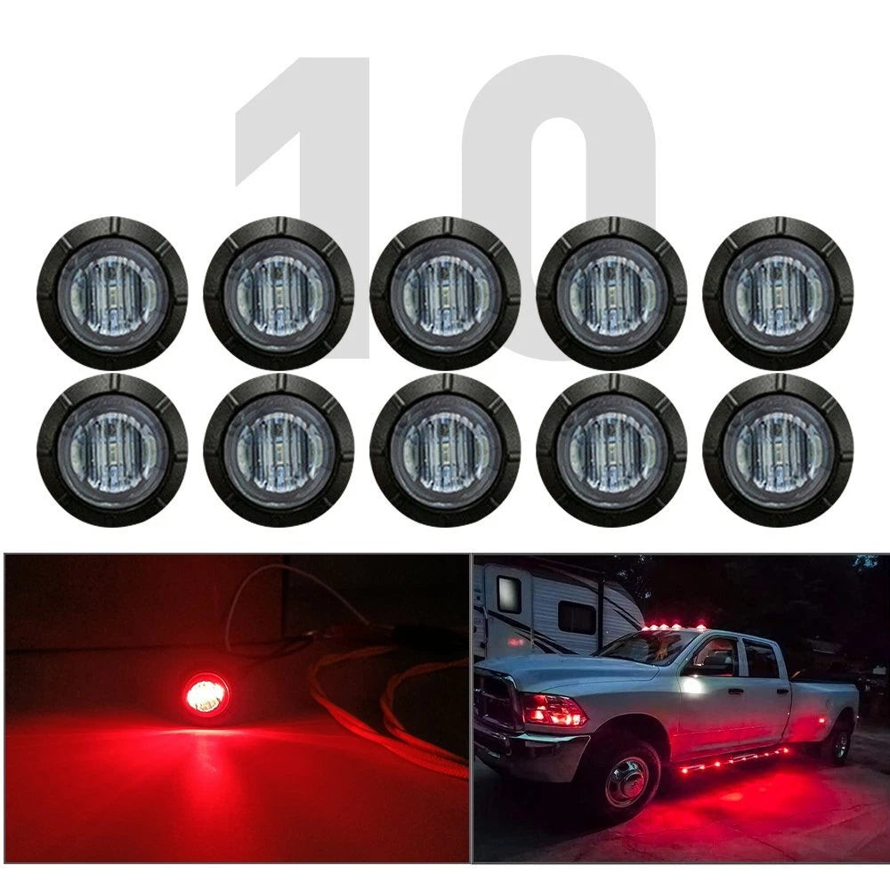 10X Red Smoked Round Side Marker lights Truck Trailer Red 3/4"LED Bullet Light A 6B93BC-57
