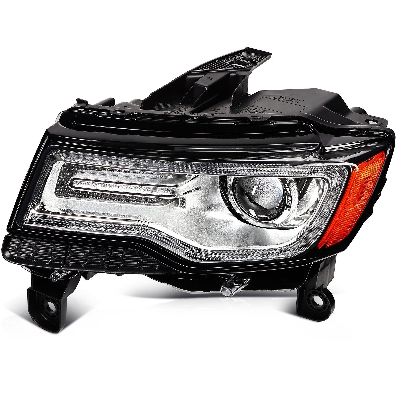 ECCPP Headlights Assembly For Jeep Grand Cherokee 2014-2016 Pair Kit Black Amber 6B93BC-57