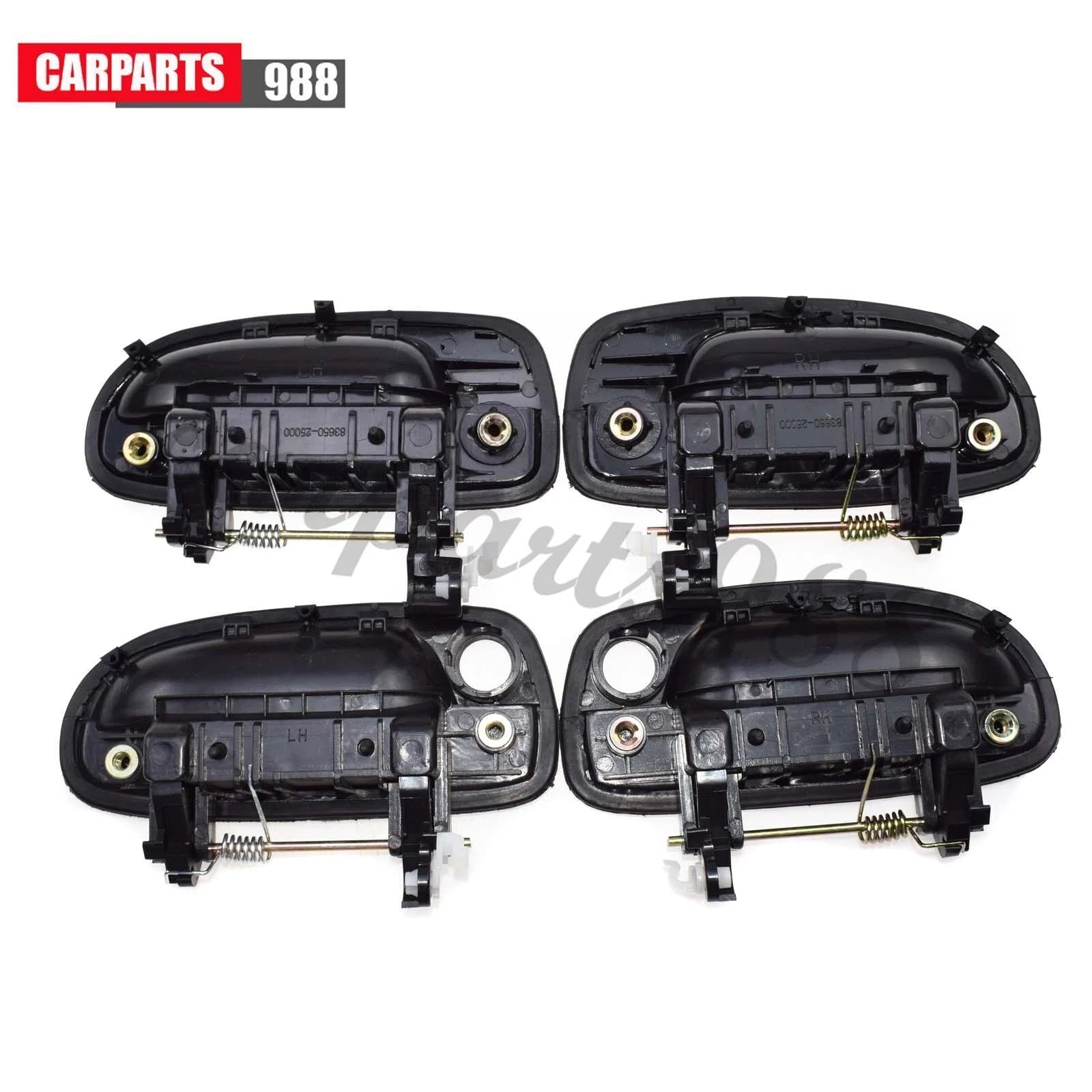 4Pcs Outside Door Handle Front RearLH RH for Hyundai Accent 2000-2006 1.6LBlack 6B93BC-57
