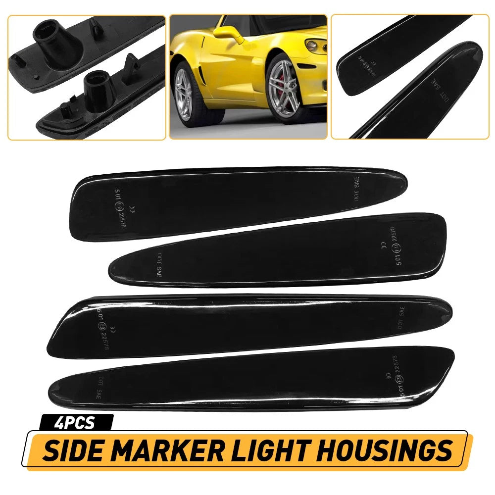 For 2005-2013 Chevrolet Corvette C6 Smoked Front & Rear Side Marker Lights 4PCS 6B93BC-57