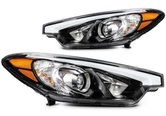 Pair Kit LED Black Headlights Assembly For 2014-2016 Kia Forte Black Amber KOEEP