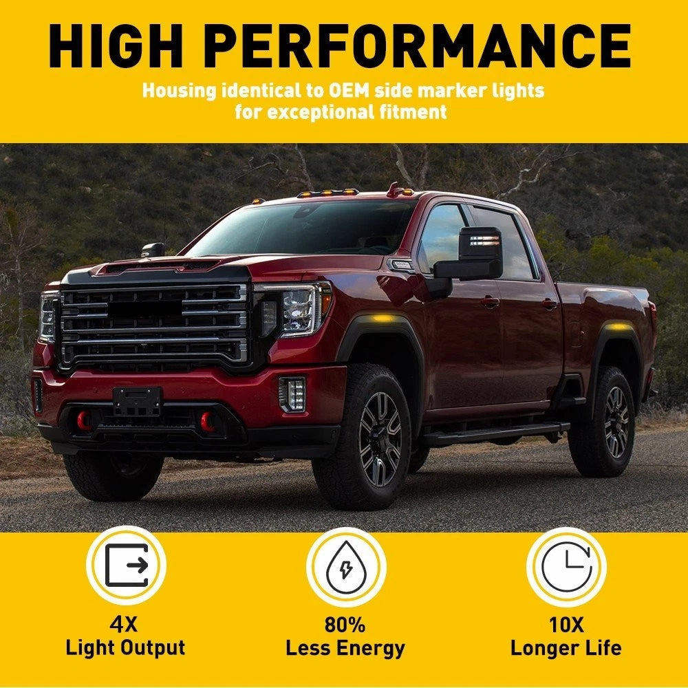 4X For 20-24 GMC Sierra 2500 3500 HD LED Front Rear Side Marker Light Smoked EOA 6B93BC-57