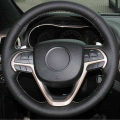 Top Leather Steering Wheel Hand-stitch on Wrap Cover For Jeep Grand Cherokee