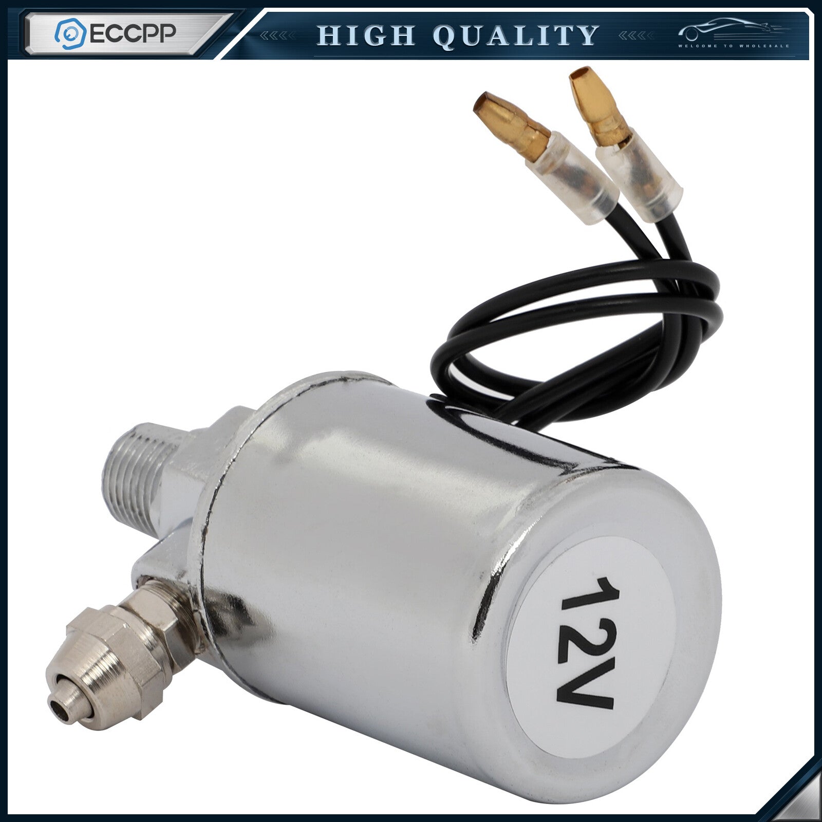 12V Silver Solenoid Valve For Train Horn Air Tank Compressor 1/4" Air Tube 6B93BC-57
