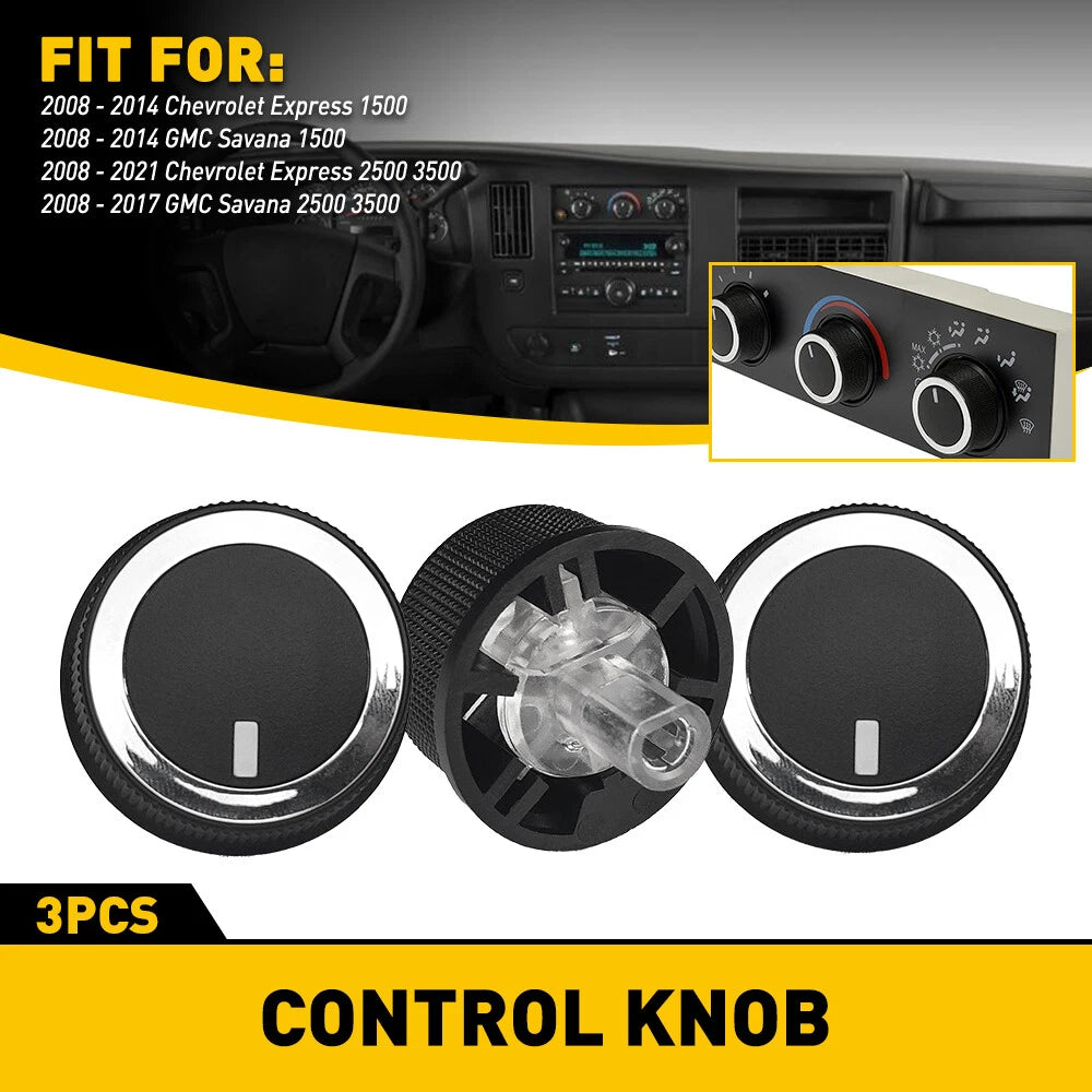 3pcs AC Climate Fan Control Knob For GMC Savana Chevrolet Express 1500 2500 3500 6B93BC-57